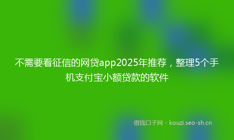 不需要看征信的网贷app2025年推荐，整理5个手机支付宝小额贷款的软件