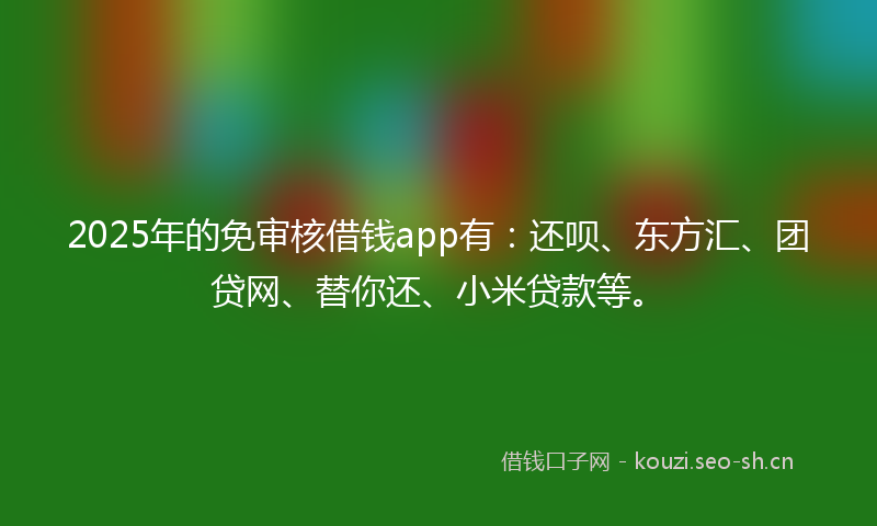 2025年的免审核借钱app有:还呗、东方汇、团贷网、替你还、小米贷款等。