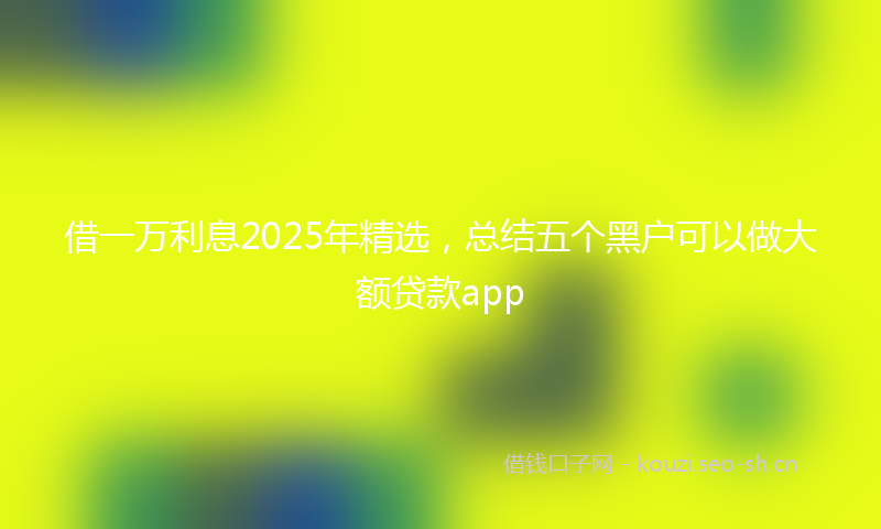 借一万利息2025年精选，总结五个黑户可以做大额贷款app