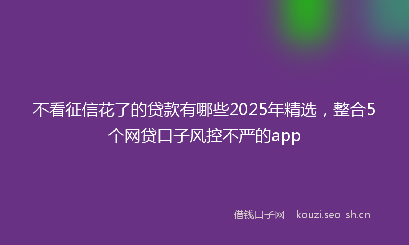不看征信花了的贷款有哪些2025年精选,整合5个网贷口子风控不严的app