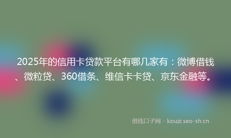 2025年的信用卡贷款平台有哪几家有：微博借钱、微粒贷、360借条、维信卡卡贷、京东金融等。
