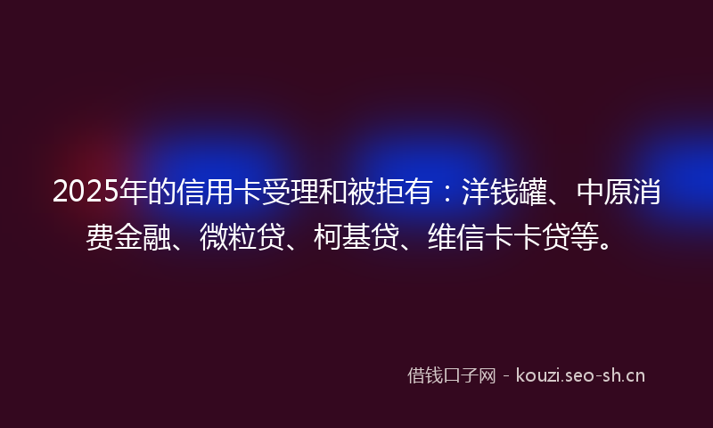 2025年的信用卡受理和被拒有:洋钱罐、中原消费金融、微粒贷、柯基贷、维信卡卡贷等。