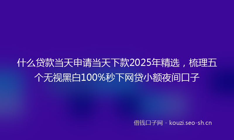 什么贷款当天申请当天下款2025年精选，梳理五个无视黑白100%秒下网贷小额夜间口子