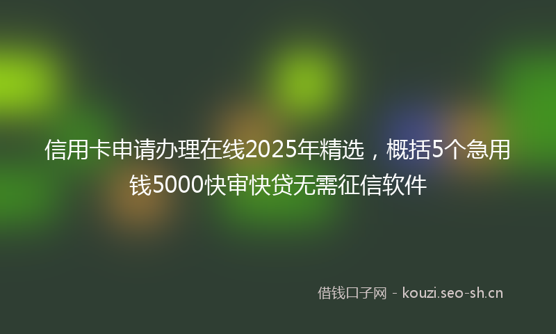 信用卡申请办理在线2025年精选，概括5个急用钱5000快审快贷无需征信软件
