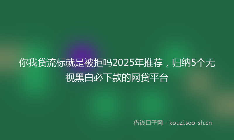 你我贷流标就是被拒吗2025年推荐,归纳5个无视黑白必下款的网贷平台
