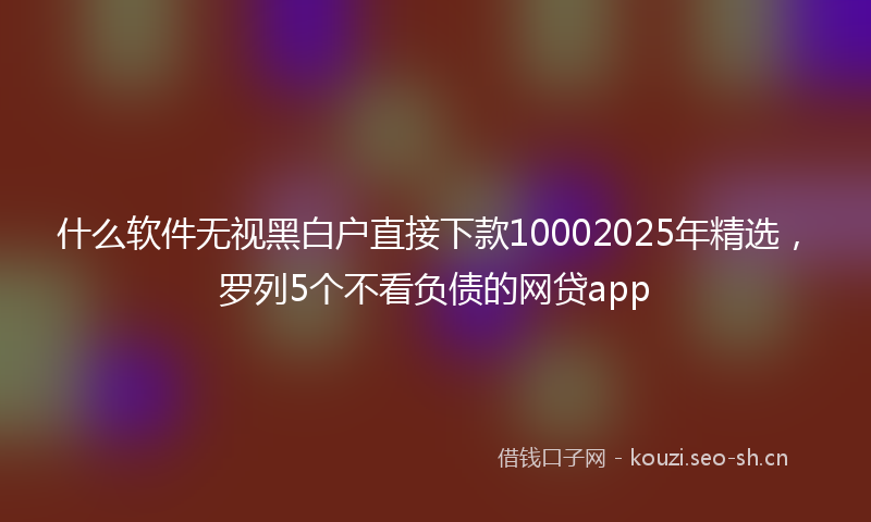 什么软件无视黑白户直接下款10002025年精选，罗列5个不看负债的网贷app