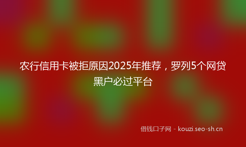 农行信用卡被拒原因2025年推荐，罗列5个网贷黑户必过平台