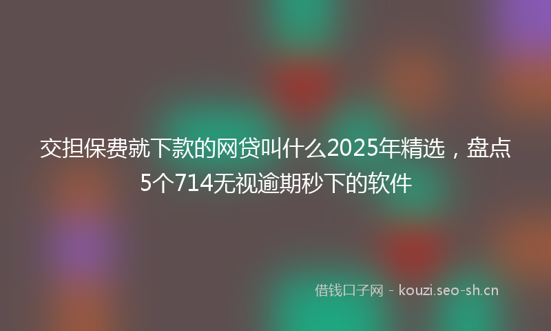 交担保费就下款的网贷叫什么2025年精选，盘点5个714无视逾期秒下的软件