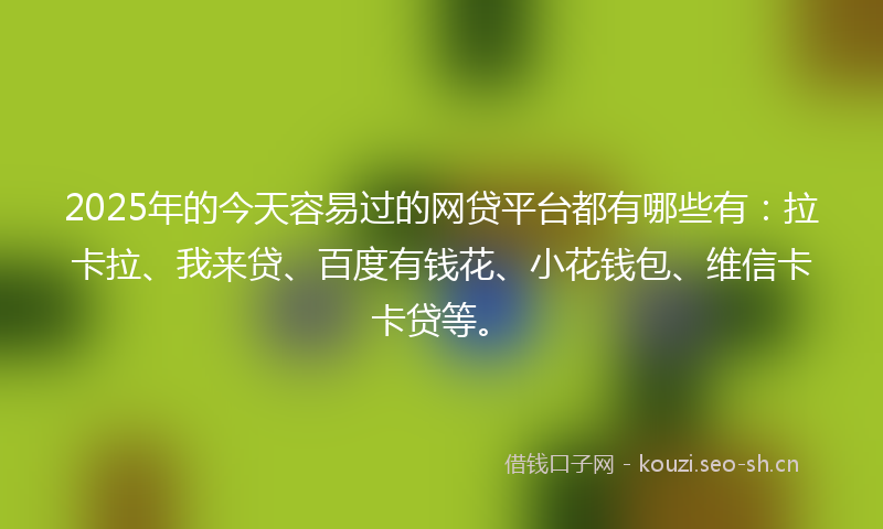 2025年的今天容易过的网贷平台都有哪些有：拉卡拉、我来贷、百度有钱花、小花钱包、维信卡卡贷等。