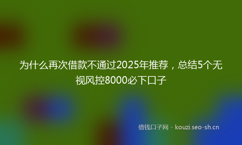 为什么再次借款不通过2025年推荐，总结5个无视风控8000必下口子