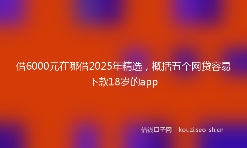 借6000元在哪借2025年精选，概括五个网贷容易下款18岁的app