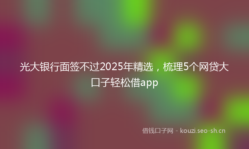 光大银行面签不过2025年精选,梳理5个网贷大口子轻松借app