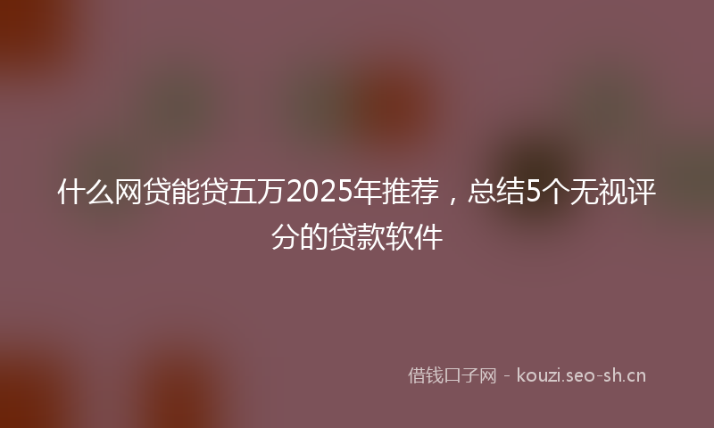 什么网贷能贷五万2025年推荐，总结5个无视评分的贷款软件