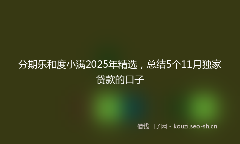 分期乐和度小满2025年精选，总结5个11月独家贷款的口子