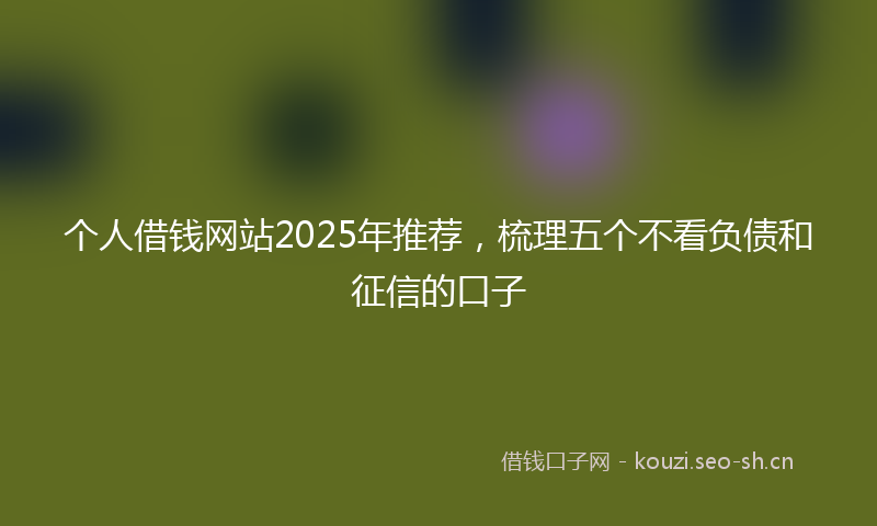 个人借钱网站2025年推荐，梳理五个不看负债和征信的口子