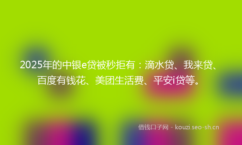 2025年的中银e贷被秒拒有：滴水贷、我来贷、百度有钱花、美团生活费、平安i贷等。