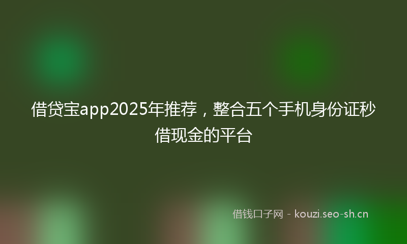 借贷宝app2025年推荐,整合五个手机身份证秒借现金的平台