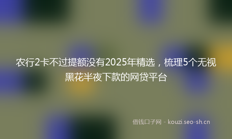 农行2卡不过提额没有2025年精选,梳理5个无视黑花半夜下款的网贷平台