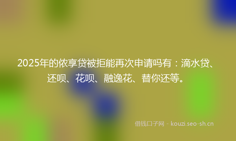 2025年的侬享贷被拒能再次申请吗有:滴水贷、还呗、花呗、融逸花、替你还等。