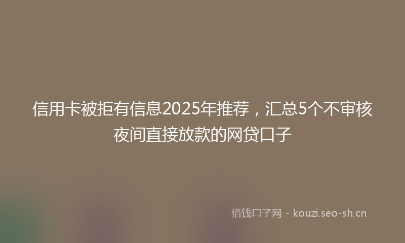 信用卡被拒有信息2025年推荐,汇总5个不审核夜间直接放款的网贷口子