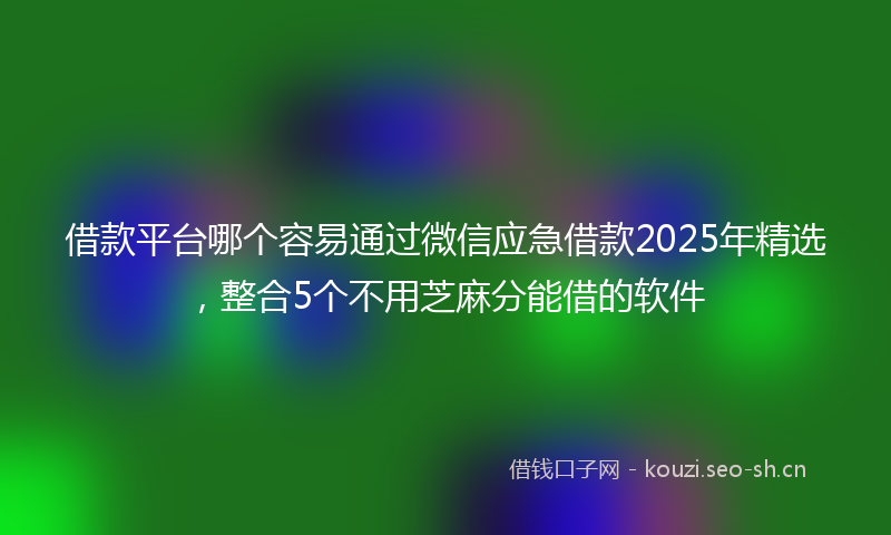 借款平台哪个容易通过微信应急借款2025年精选,整合5个不用芝麻分能借的软件