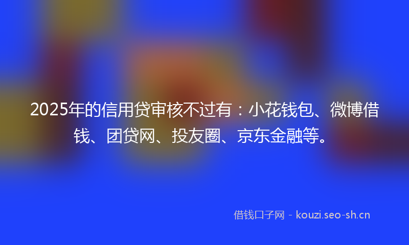 2025年的信用贷审核不过有：小花钱包、微博借钱、团贷网、投友圈、京东金融等。