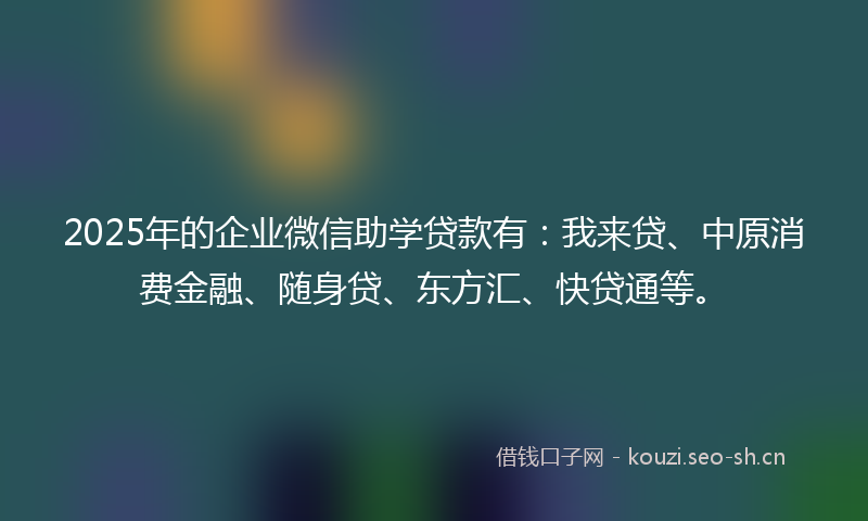 2025年的企业微信助学贷款有：我来贷、中原消费金融、随身贷、东方汇、快贷通等。