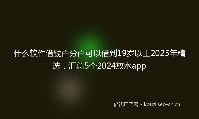 什么软件借钱百分百可以借到19岁以上2025年精选,汇总5个2024放水app