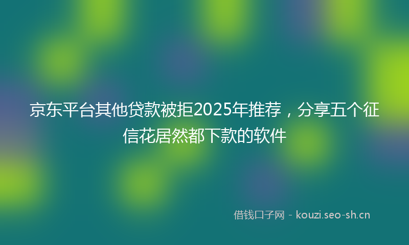 京东平台其他贷款被拒2025年推荐，分享五个征信花居然都下款的软件