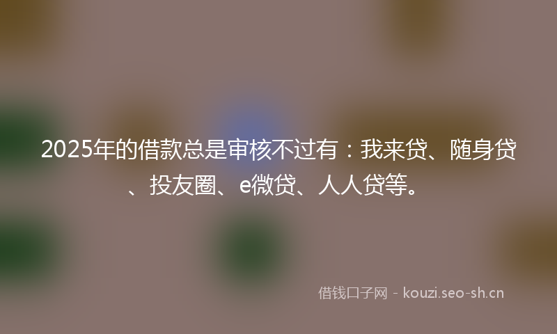 2025年的借款总是审核不过有：我来贷、随身贷、投友圈、e微贷、人人贷等。