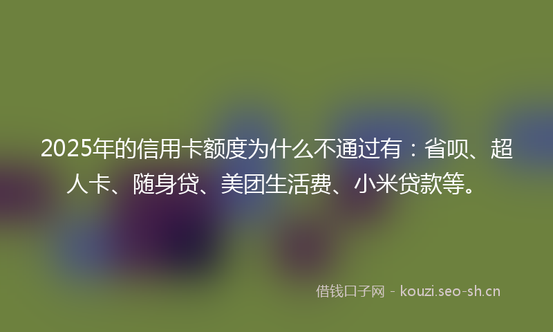 2025年的信用卡额度为什么不通过有:省呗、超人卡、随身贷、美团生活费、小米贷款等。