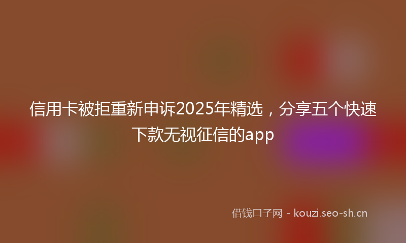 信用卡被拒重新申诉2025年精选，分享五个快速下款无视征信的app