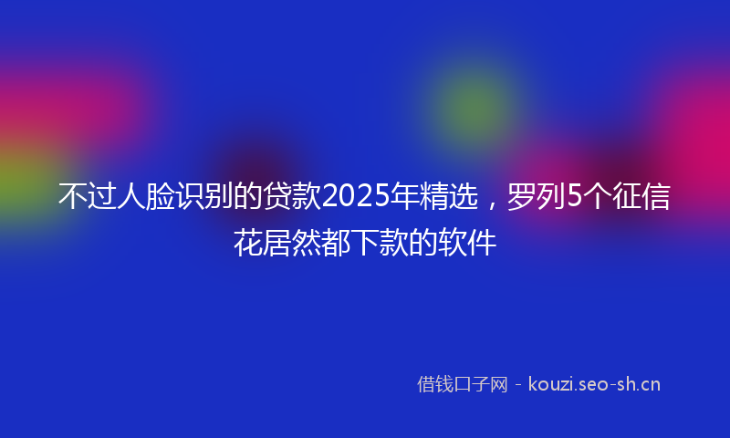 不过人脸识别的贷款2025年精选，罗列5个征信花居然都下款的软件