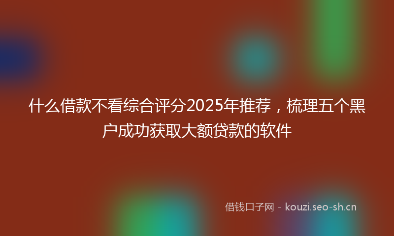 什么借款不看综合评分2025年推荐，梳理五个黑户成功获取大额贷款的软件