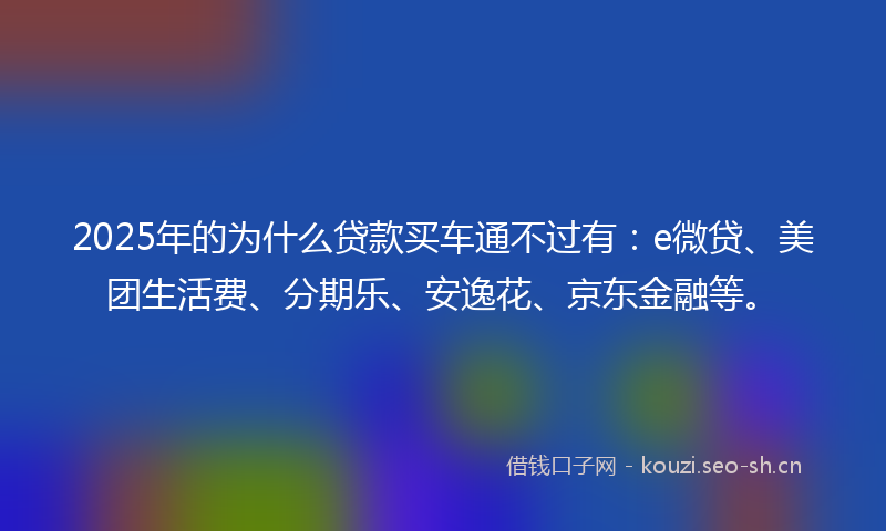 2025年的为什么贷款买车通不过有：e微贷、美团生活费、分期乐、安逸花、京东金融等。