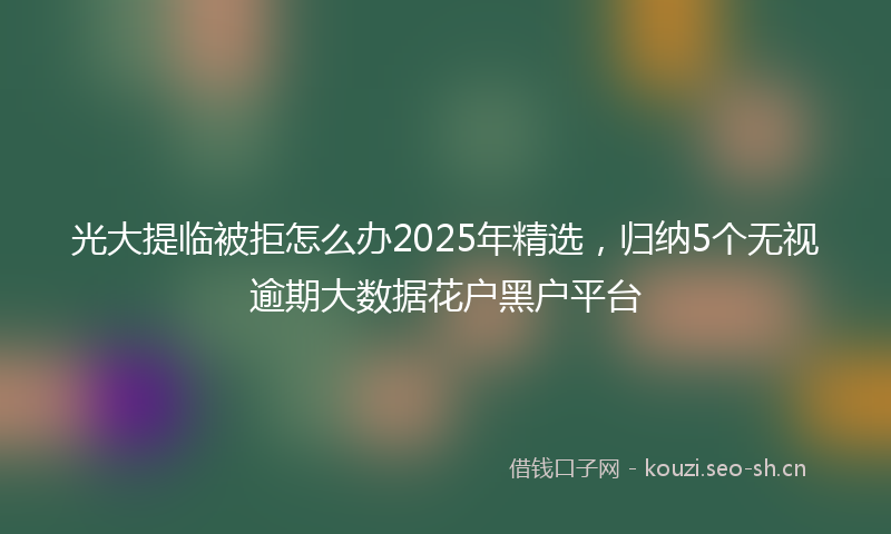 光大提临被拒怎么办2025年精选,归纳5个无视逾期大数据花户黑户平台