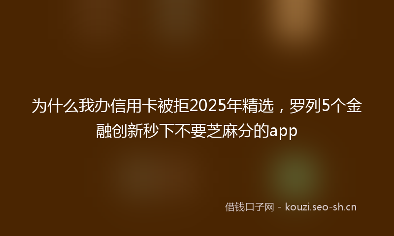 为什么我办信用卡被拒2025年精选，罗列5个金融创新秒下不要芝麻分的app
