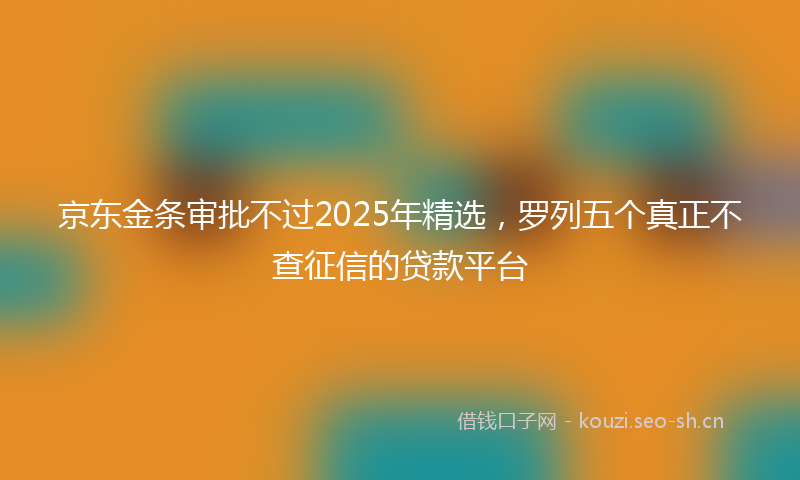 京东金条审批不过2025年精选，罗列五个真正不查征信的贷款平台