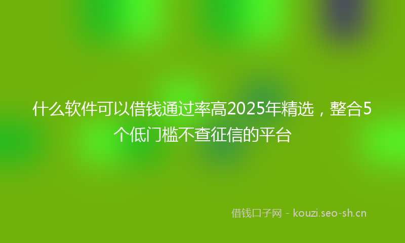 什么软件可以借钱通过率高2025年精选，整合5个低门槛不查征信的平台