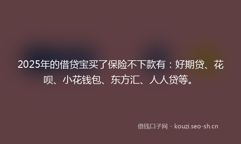 2025年的借贷宝买了保险不下款有:好期贷、花呗、小花钱包、东方汇、人人贷等。