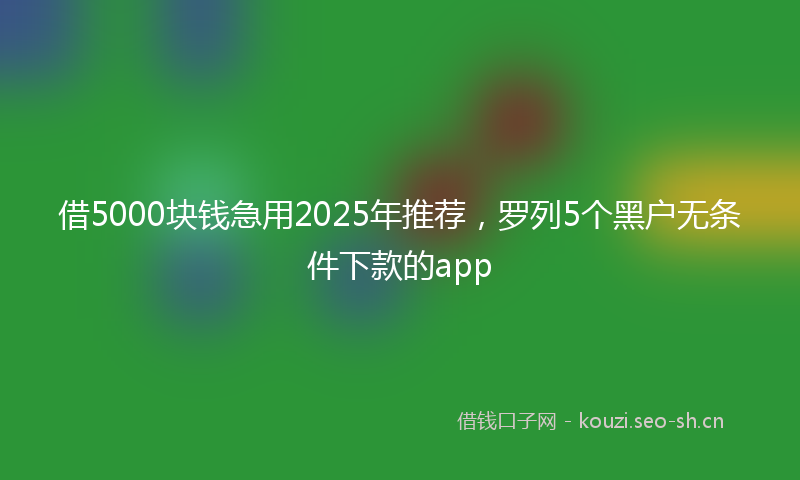 借5000块钱急用2025年推荐，罗列5个黑户无条件下款的app