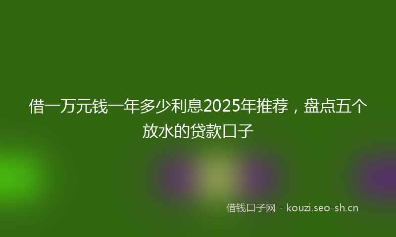 借一万元钱一年多少利息2025年推荐，盘点五个放水的贷款口子