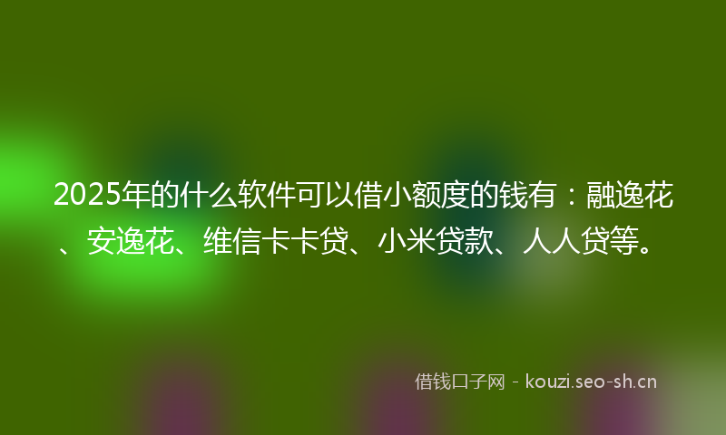2025年的什么软件可以借小额度的钱有：融逸花、安逸花、维信卡卡贷、小米贷款、人人贷等。