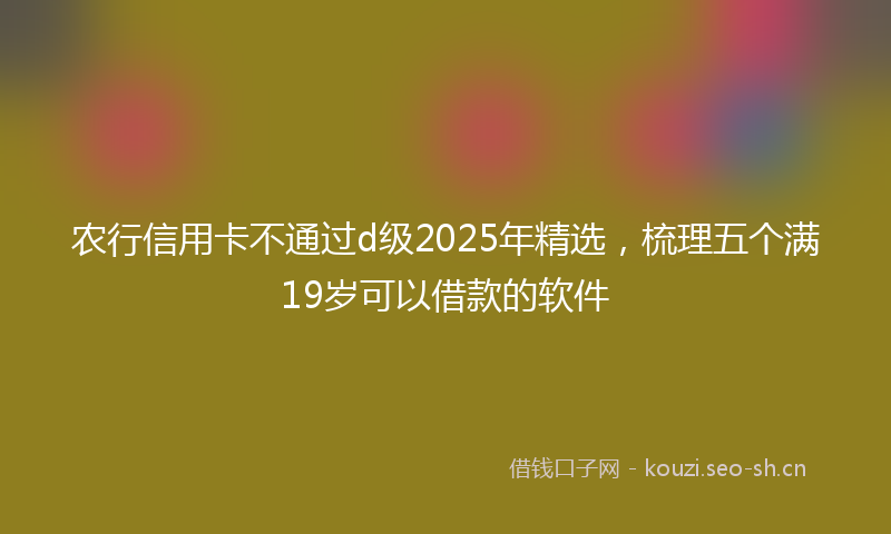 农行信用卡不通过d级2025年精选，梳理五个满19岁可以借款的软件
