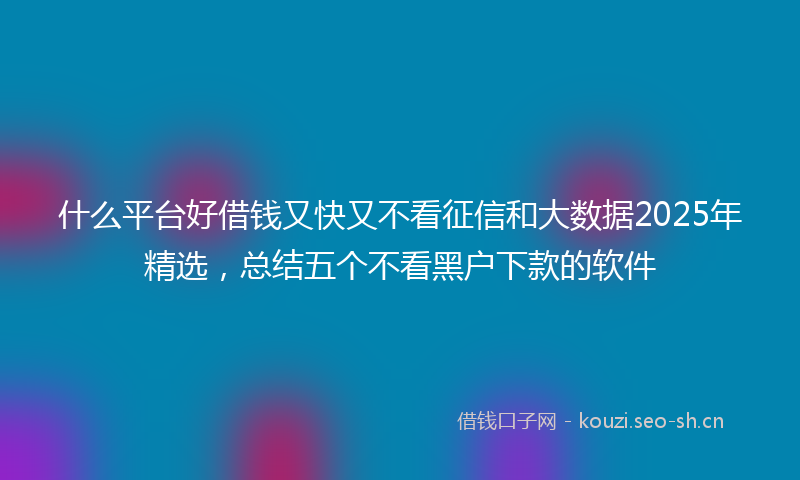 什么平台好借钱又快又不看征信和大数据2025年精选，总结五个不看黑户下款的软件