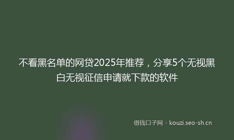 不看黑名单的网贷2025年推荐,分享5个无视黑白无视征信申请就下款的软件