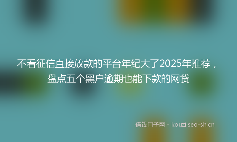 不看征信直接放款的平台年纪大了2025年推荐，盘点五个黑户逾期也能下款的网贷