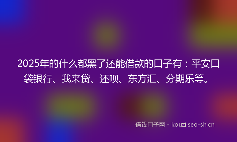 2025年的什么都黑了还能借款的口子有：平安口袋银行、我来贷、还呗、东方汇、分期乐等。