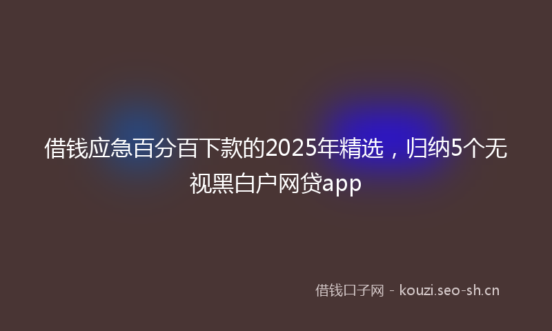 借钱应急百分百下款的2025年精选，归纳5个无视黑白户网贷app