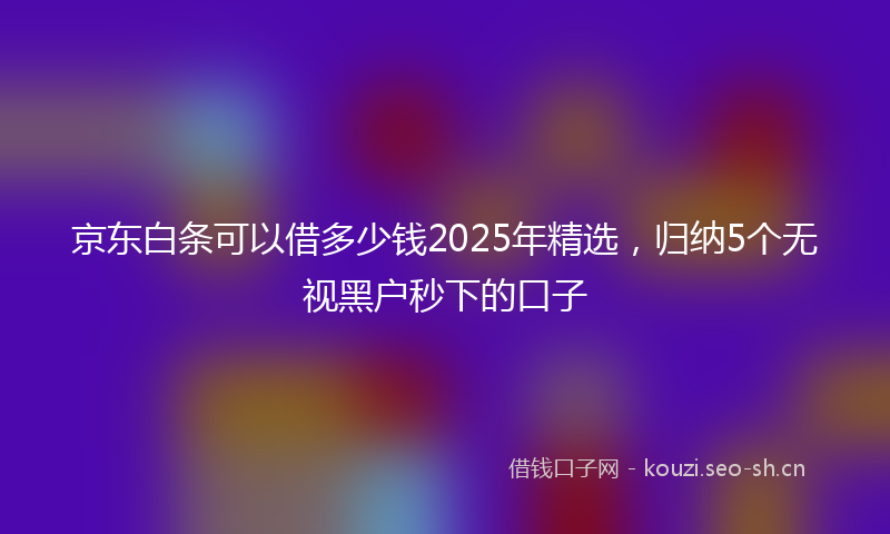 京东白条可以借多少钱2025年精选，归纳5个无视黑户秒下的口子